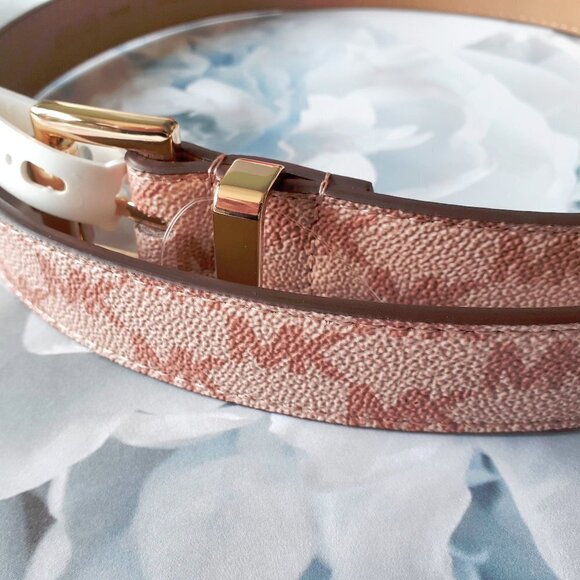 NWT MICHAEL Michael Kors pink monogram logo belt, L - Picture 3 of 7